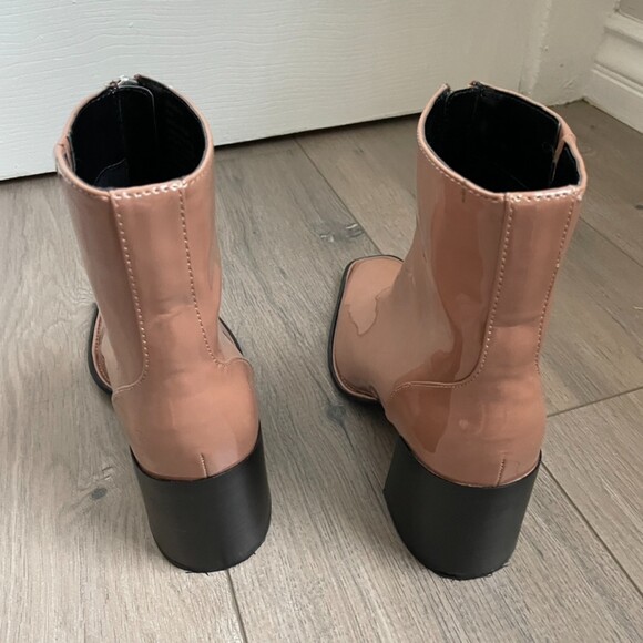 Open Edit Patent Pink Zip heeled ankle Boots - Picture 12 of 12